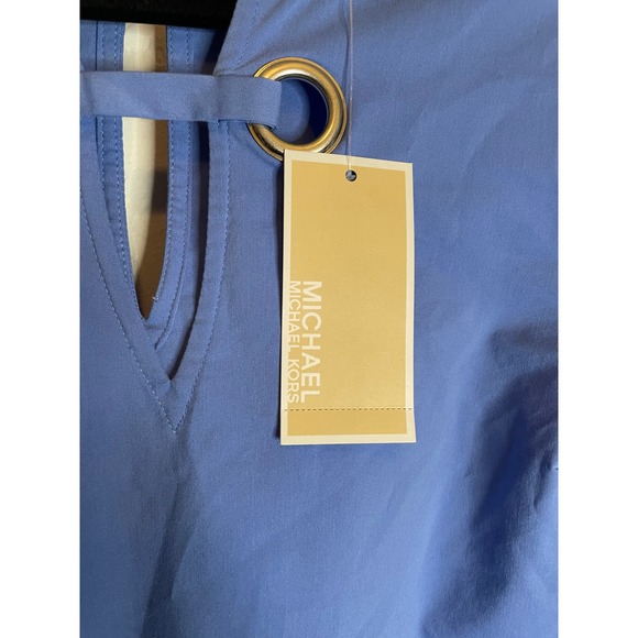 NEW Michael Michael Kors Oxford Blue Bell Sleeve Long Sleeve Blouse Size Medium - Picture 5 of 6